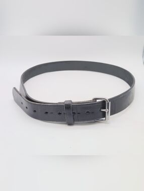 Handmade Amish Sz 54 Black Leather Men's Belt with Silver Buckle